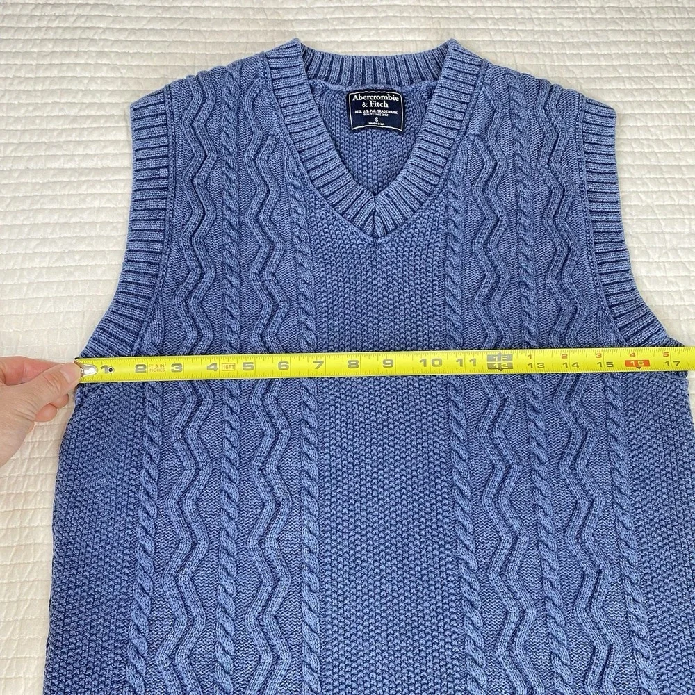 Abercrombie & Fitch Womens Navy Cotton Cable Knit Sweater Vest Size S Preppy
